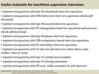 Top 10 lunchtime supervisor interview questions and answers | PPTX