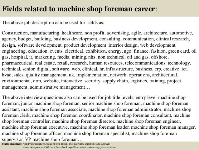 Top 10 machine shop foreman interview questions and answers