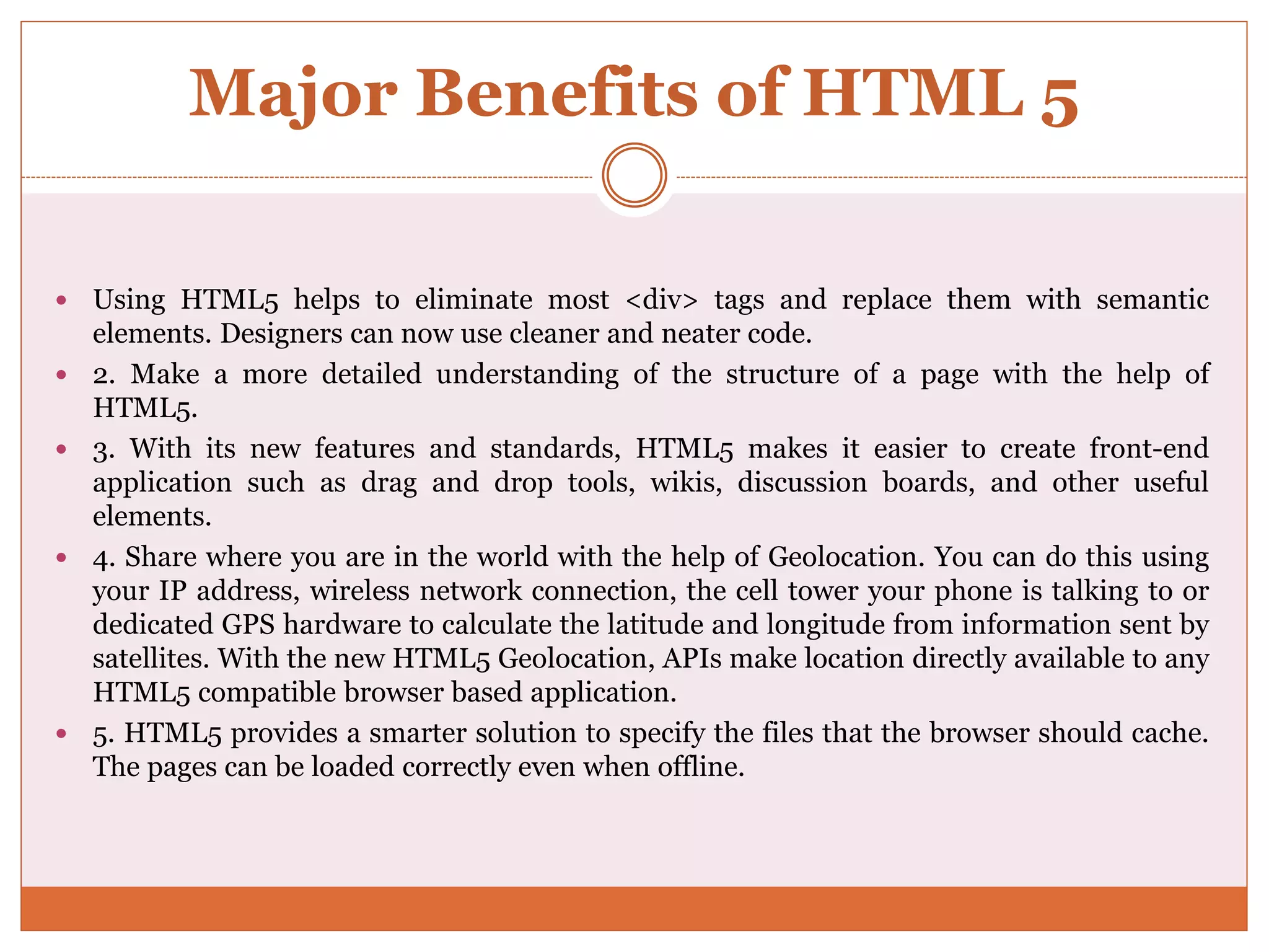 Top 10 major benefits of html 5 | PPT