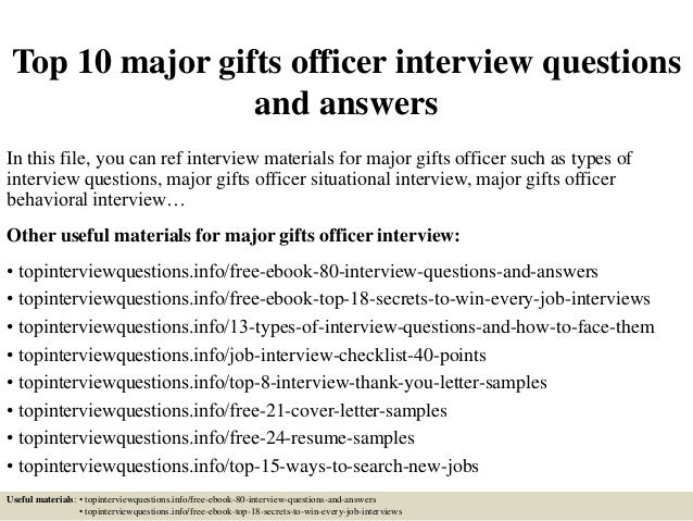Top 10 major gifts officer interview questions and answers