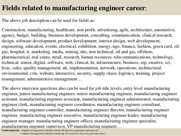 manufacturing engineer cover letter
