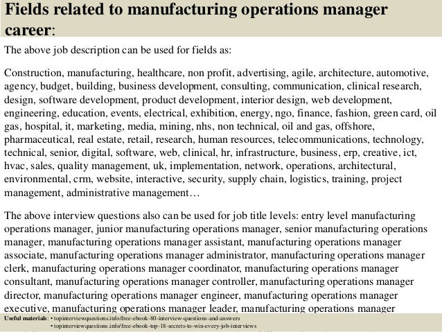 manufacturing manager job description samples