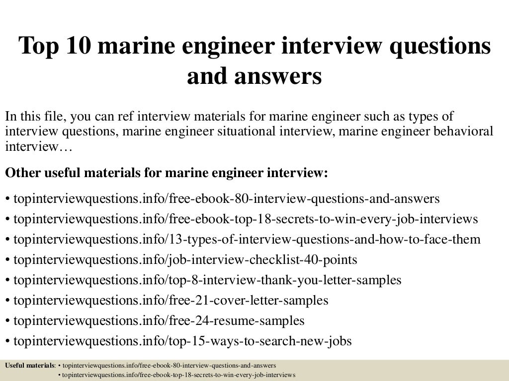 Top 10 marine engineer interview questions and answers