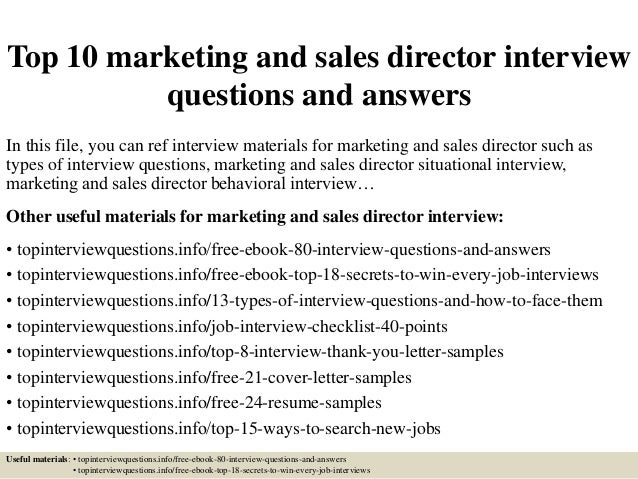 top 10 marketing and sales director interview questions and answers sales and marketing interview questions