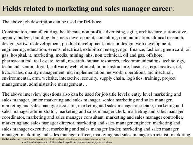 sales and marketing interview questions