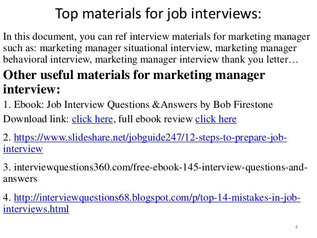 interview questions for marketing position