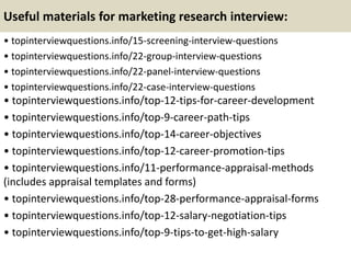 Top 10 marketing research interview questions and answers