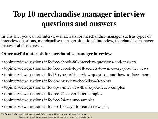 Top 10 Merchandise Manager Interview Questions And Answers Top 10 Merchandise Manager Interview Questions And Answers
