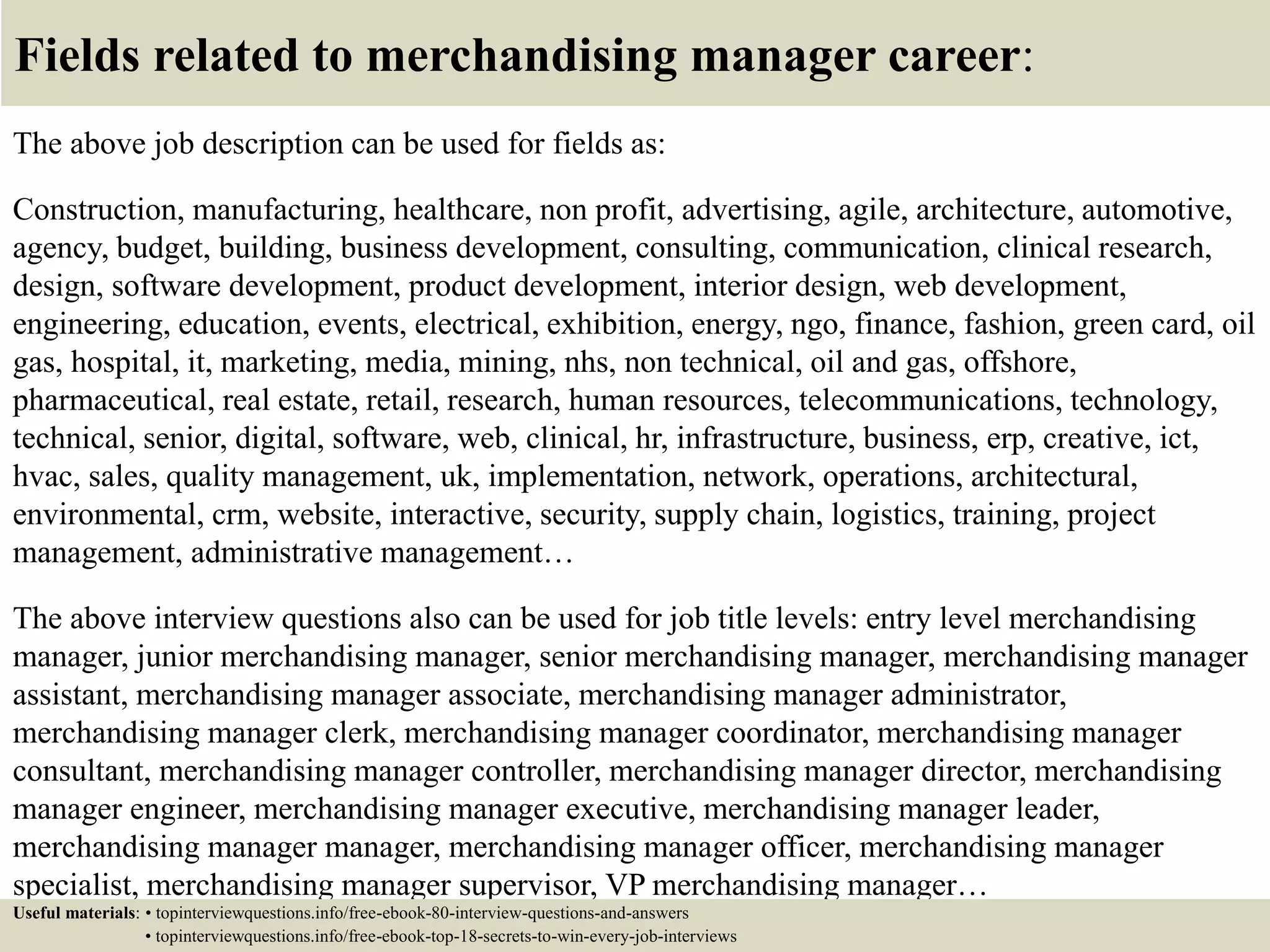 Top 10 merchandising manager interview questions and answers | PPT