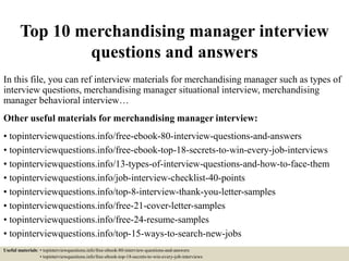 Top 10 merchandising manager interview questions and answers | PPTX ...