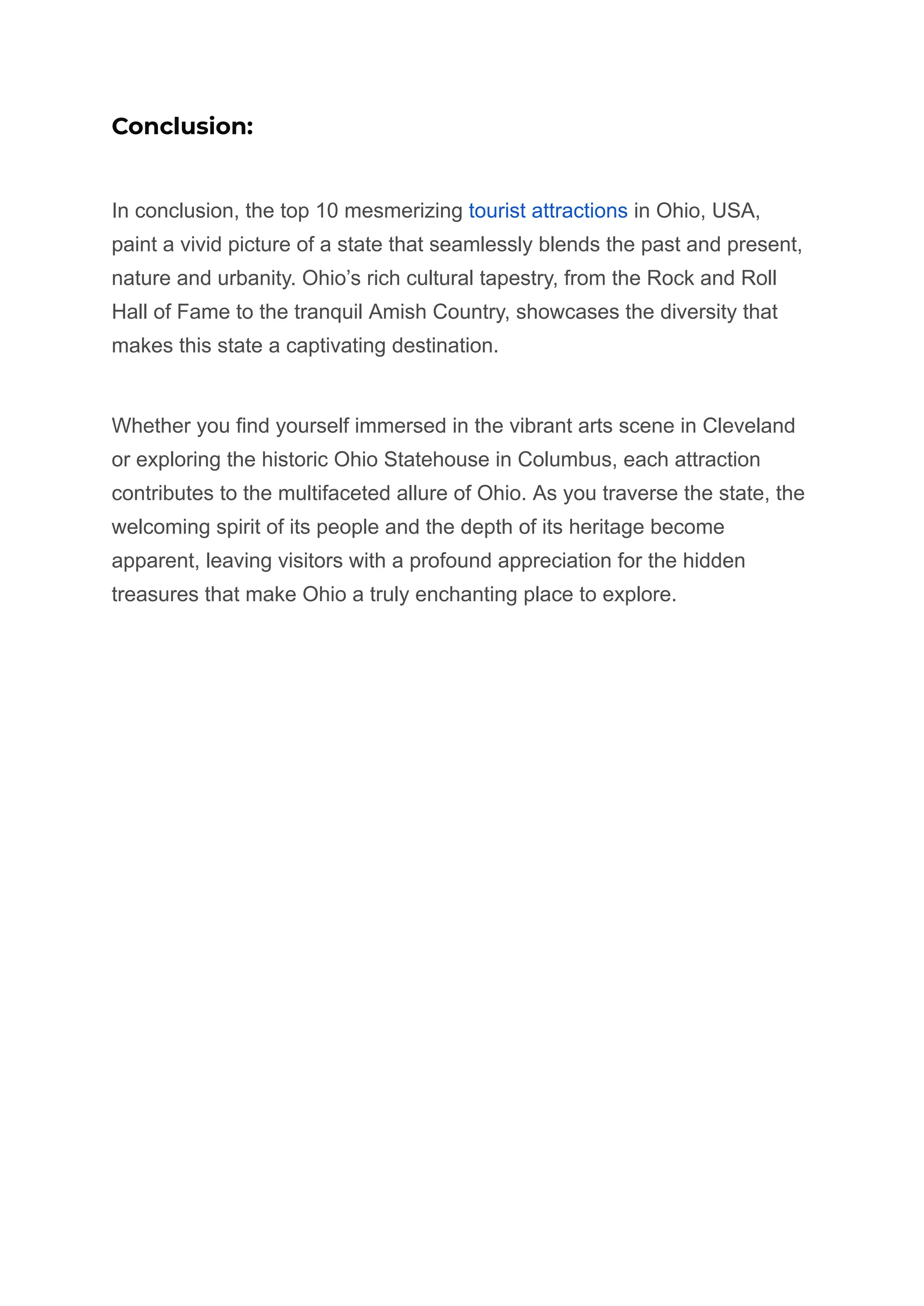 Top 10 Mesmerizing Tourist Attractions In Ohio USA pdf