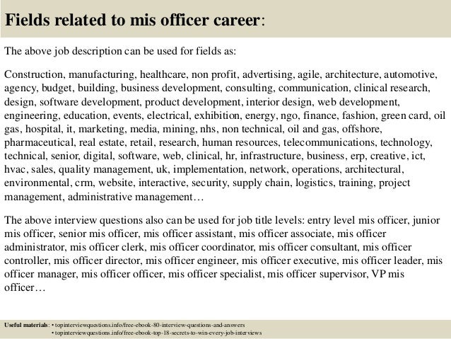 Top 10 mis officer interview questions and answers