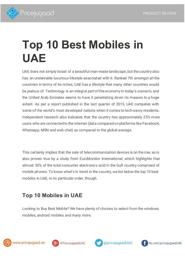 Top 10 mobiles in uae