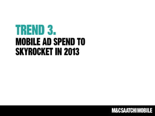 Trend 3.
Mobile ad spend to
Skyrocket in 2013
 