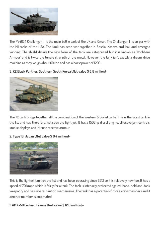 Top 10 most expensive tanks in the world