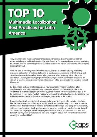 Top 10 Multimedia Localization Best Practices for Latin America
