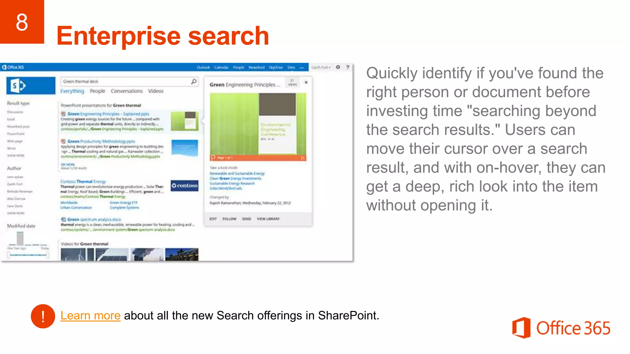 Learn more about all the new Search offerings in SharePoint.