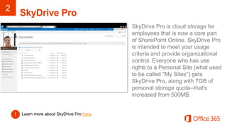 Learn more about SkyDrive Pro here.
 
