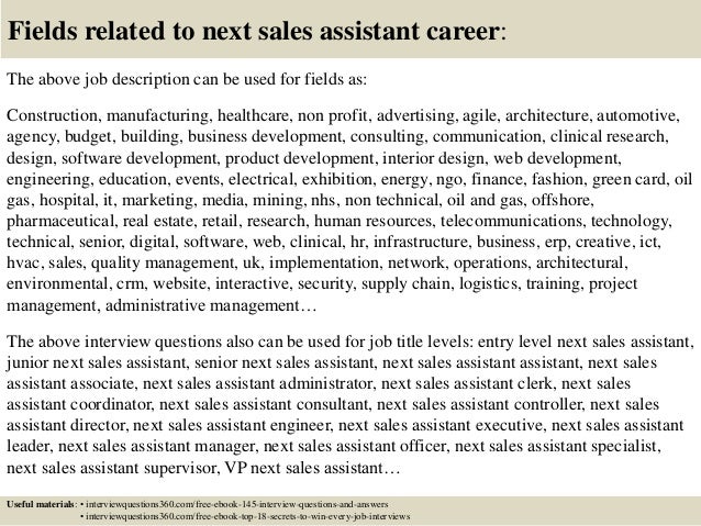 sale assistant job description