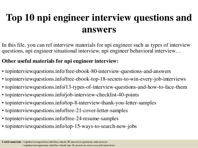 Top 10 npi engineer interview questions 