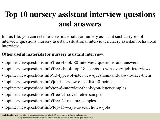 Top 10 Nursery Assistant Interview Questions And Answers top-10-nursery-assistant-interview-questions-and-answers