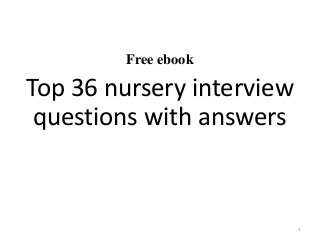 Free ebook
Top 36 nursery interview
questions with answers
1
 