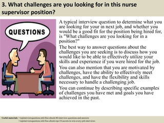 Top 10 nurse supervisor interview questions and answers | PPTX