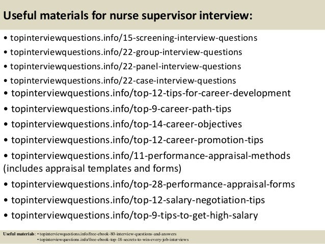 nurse supervisor interview questions