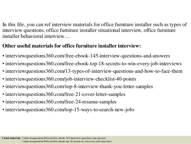 Office furniture installer resume