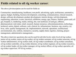 Top 10 oil rig worker interview questions and answers | PPTX