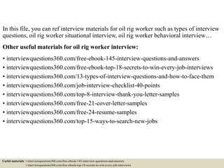 Top 10 oil rig worker interview questions and answers | PPTX
