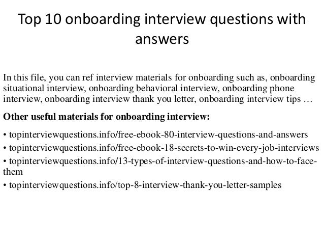 top 10 onboarding interview questions with answers in this file you can ref interview materials - Onboarding Specialist Job Description top 10 onboarding interview questions with answers in this file you can ref interview materials - Onboarding Specialist Job Description