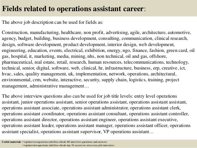 operations assistant cover letter