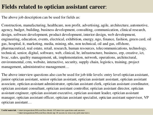 job description of an optician