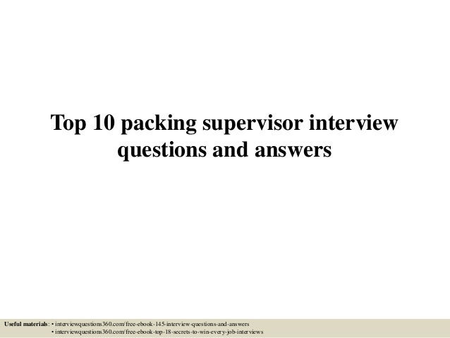 supervisor interview questions answers