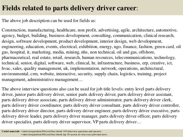 18 fields related to parts delivery driver