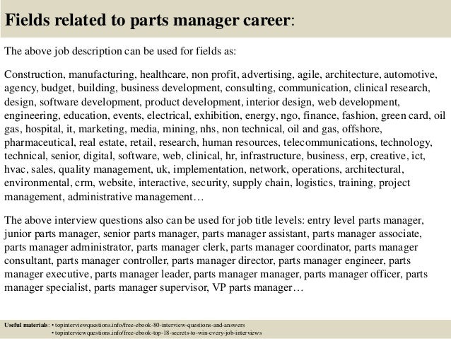 parts manager job description