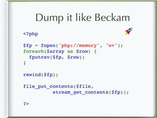 Dump it like Beckam
<?php
$fp = fopen('php://memory', 'w+');
foreach($array as $row) {
  fputcsv($fp, $row);
}
rewind($fp);
file_put_contents($file, 
stream_get_contents($fp));
?>
🚀
 