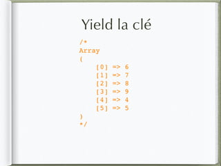 /*
Array
(
    [0] => 6
    [1] => 7
    [2] => 8
    [3] => 9
    [4] => 4  
    [5] => 5  
)
*/
Yield la clé
 