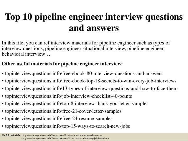 Top 10 pipeline engineer interview questions and answers