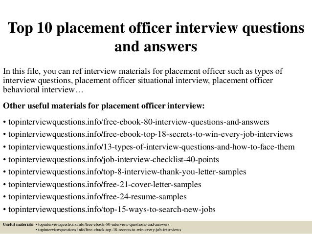 job placement officer resume