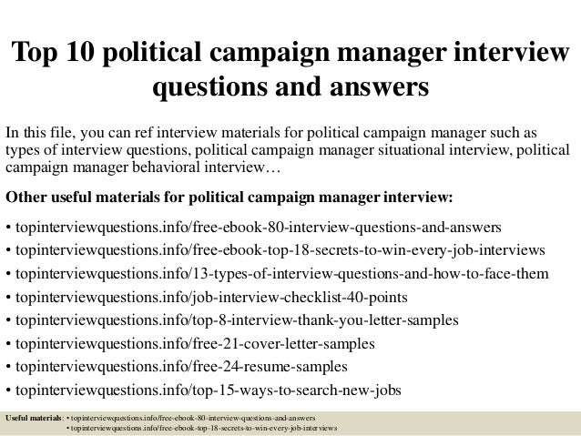 political campaign manager resume