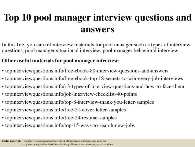 Resume Questions Simple Top 40 Pool Manager Interview Questions And Answers Resume Questions Simple Top 40 Pool Manager Interview Questions And Answers