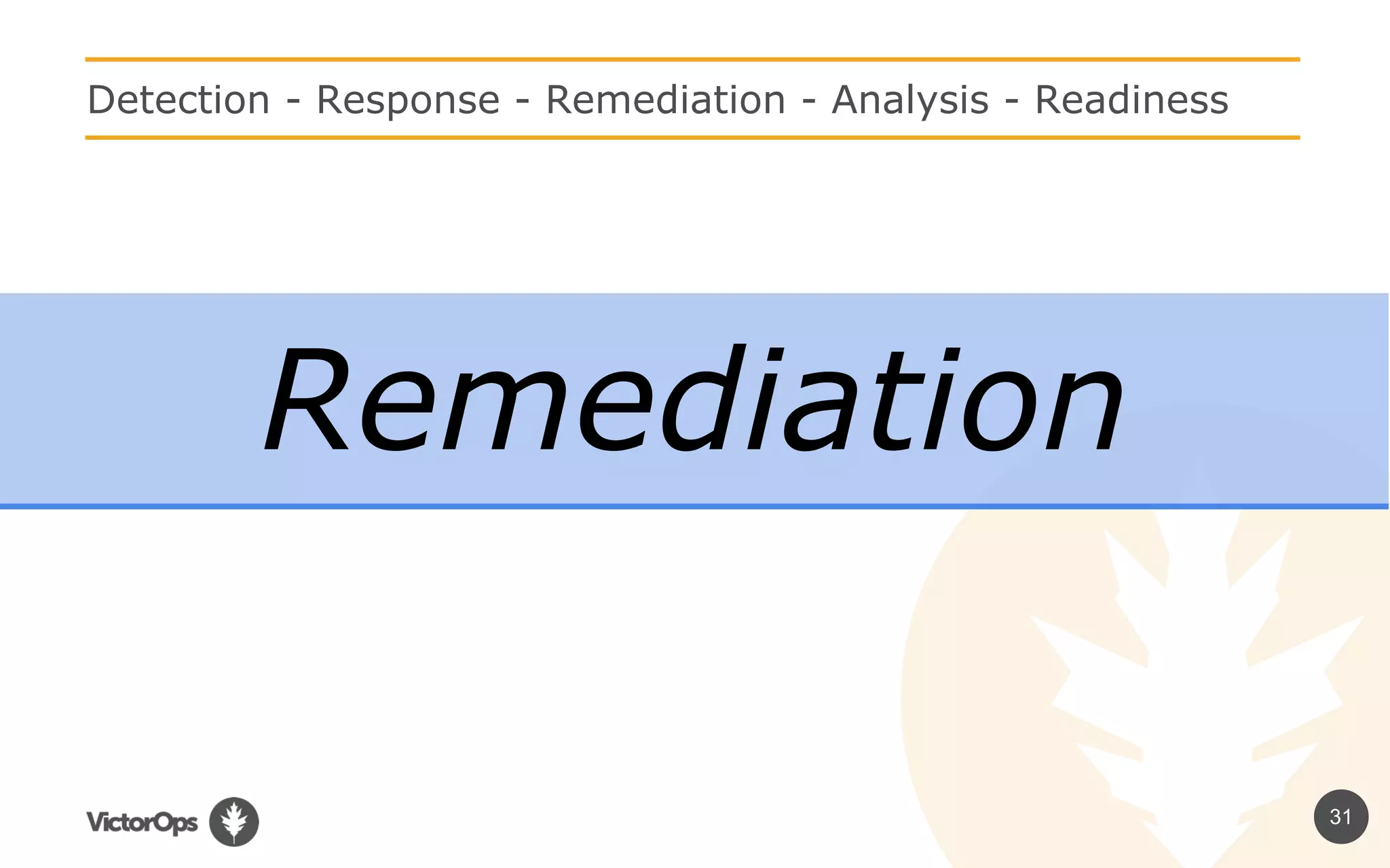 31
Detection - Response - Remediation - Analysis - Readiness
Remediation
 