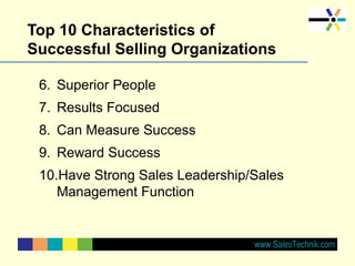 Top 10 practices of Successful Selling Organizations | PPT