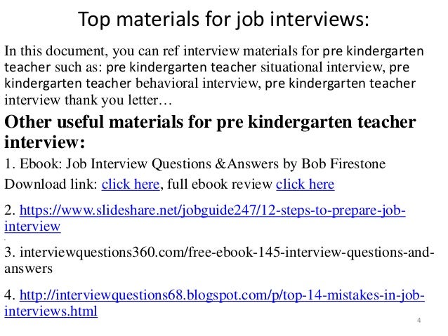 kindergarten teacher interview