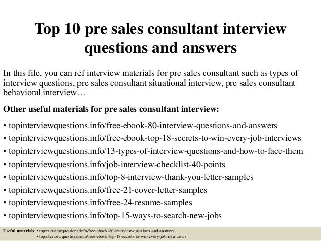 Top 10 Pre Sales Consultant Interview Questions And Answers