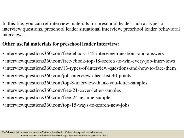 Top 10 Preschool Leader Interview Questions And Answers