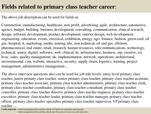 Top 10 primary class teacher interview questions and answers