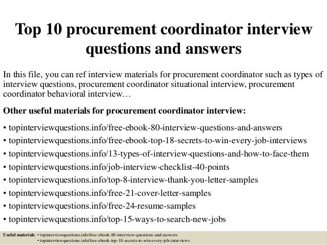 top 10 procurement coordinator interview questions and answers in this file you can ref interview
